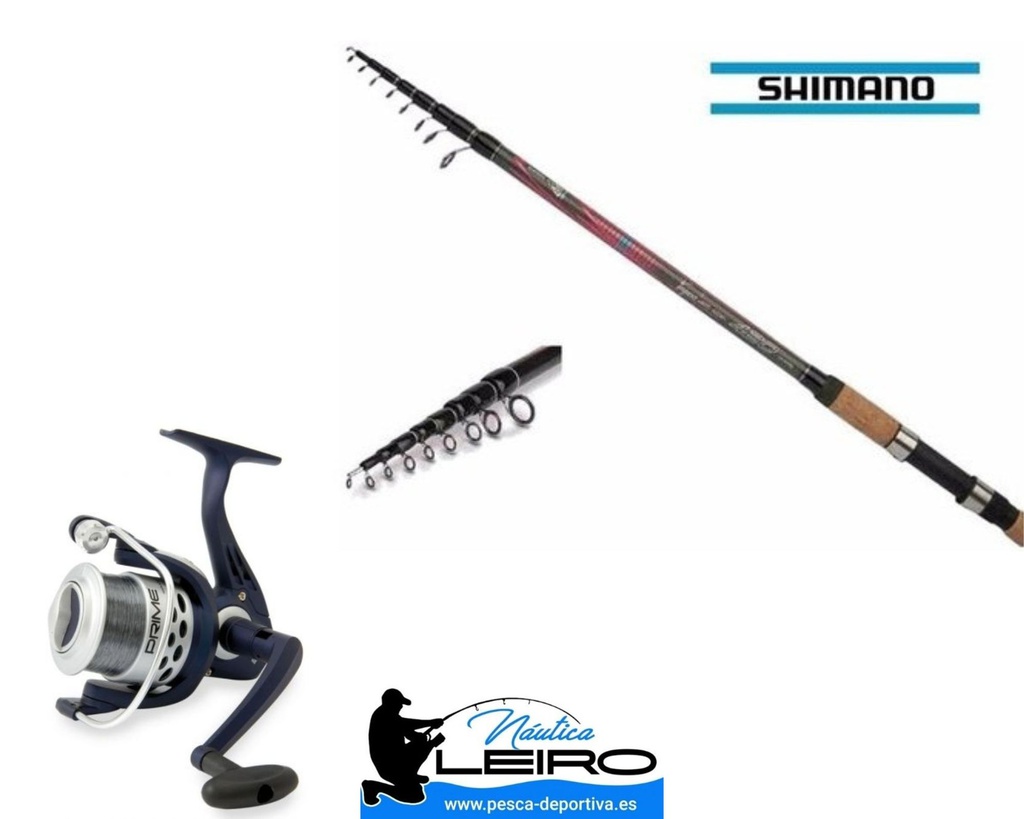 Combo Surfcasting/Fondo Caña Shimano Vengeance Arte, Carrete Lineaeffe Vigor 50 y Nylon