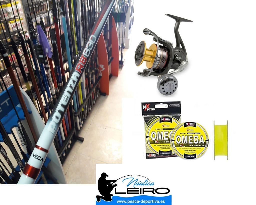 Combo Sargo/Boya Vega Potenza R8, Carrete Lineaeffe Vortex y Nylon Colmic Omega