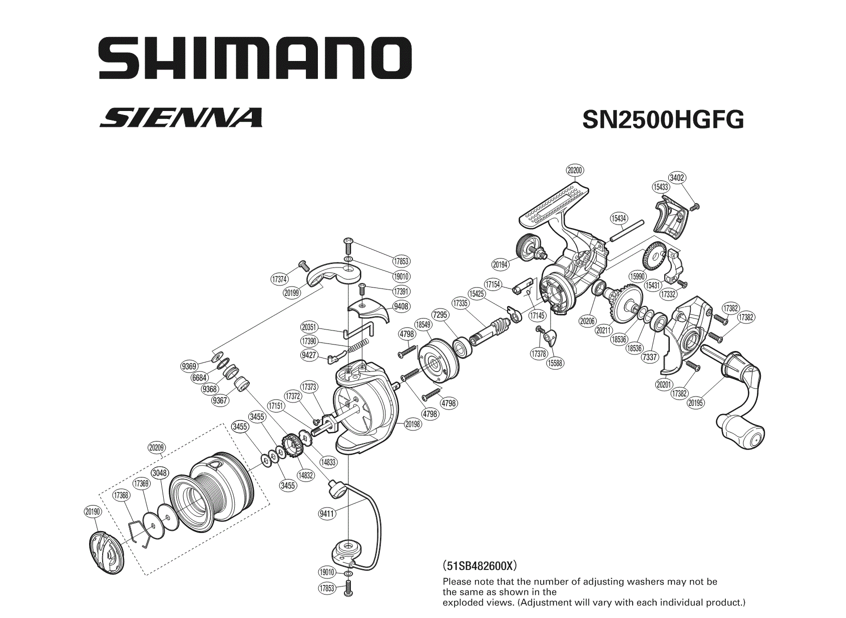 Repuestos Shimano Sienna 2500 HG